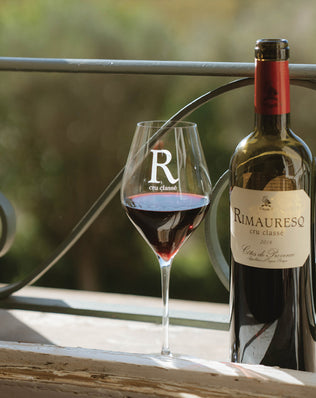 bouteille et verre vin rouge - Domaine de Rimauresq