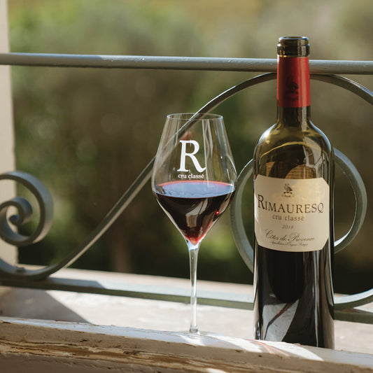 bouteille et verre vin rouge - Domaine de Rimauresq